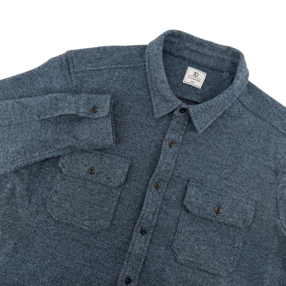 7 Diamonds Generation Soft Flannel Mens XXL Blue Grey Long Sleeve Button Up